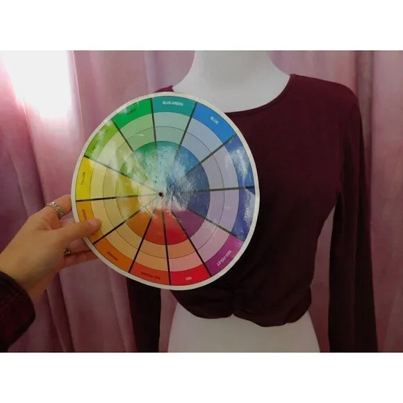 FOREVER 21 Long Sleeve Twist Crop Top Women L Burgundy Cotton Blend - Picture 2 of 8